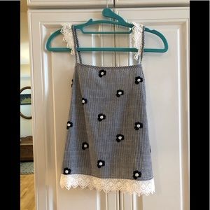 Alice Blue Flower Striped Tank Top